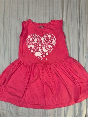 Pink Cotton Tank Dress - Heart/Farm/Corn